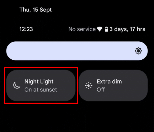 Tap the Night Light button to activate or deactivate the feature